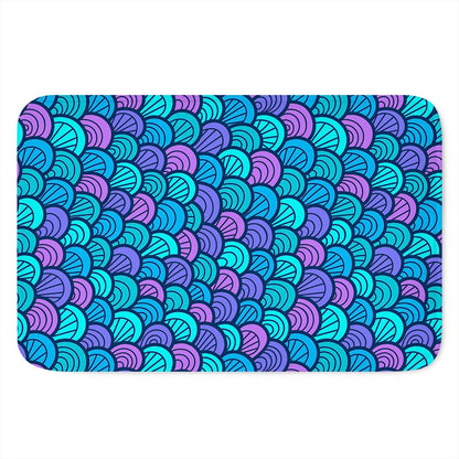 Teal Pink Mermaid Scales Pattern Print Indoor Door Mat