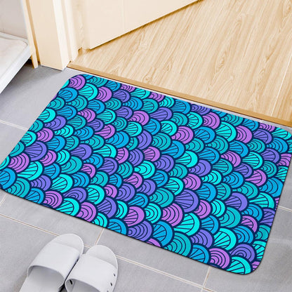 Teal Pink Mermaid Scales Pattern Print Indoor Door Mat