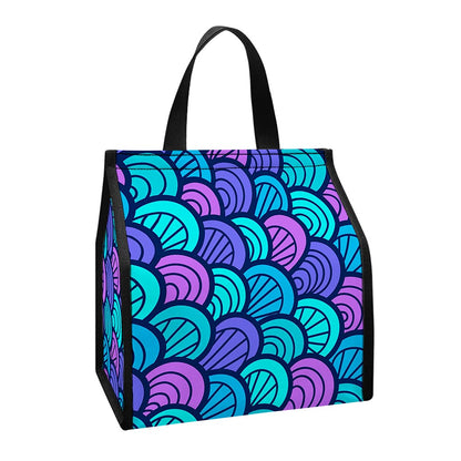 Teal Pink Mermaid Scales Pattern Print Insulated Lunch Tote