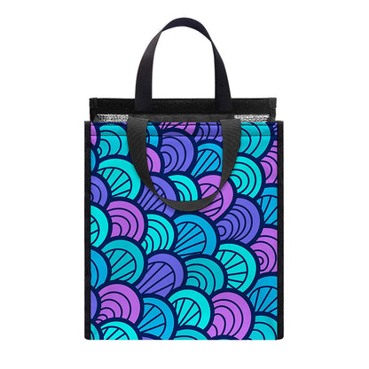 Teal Pink Mermaid Scales Pattern Print Insulated Lunch Tote