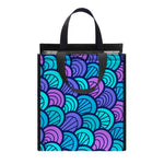 Teal Pink Mermaid Scales Pattern Print Insulated Lunch Tote