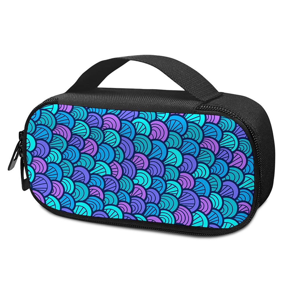Teal Pink Mermaid Scales Pattern Print Insulin Cooler Travel Case
