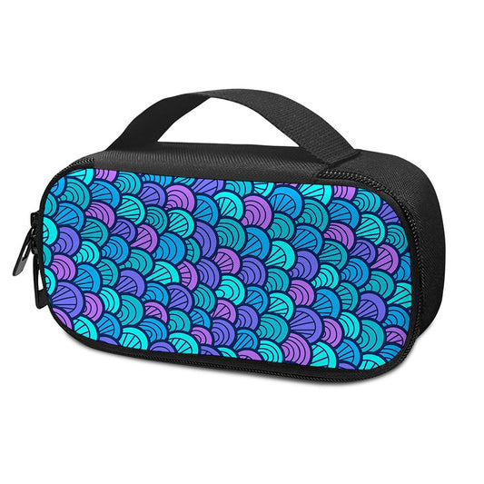 Teal Pink Mermaid Scales Pattern Print Insulin Cooler Travel Case