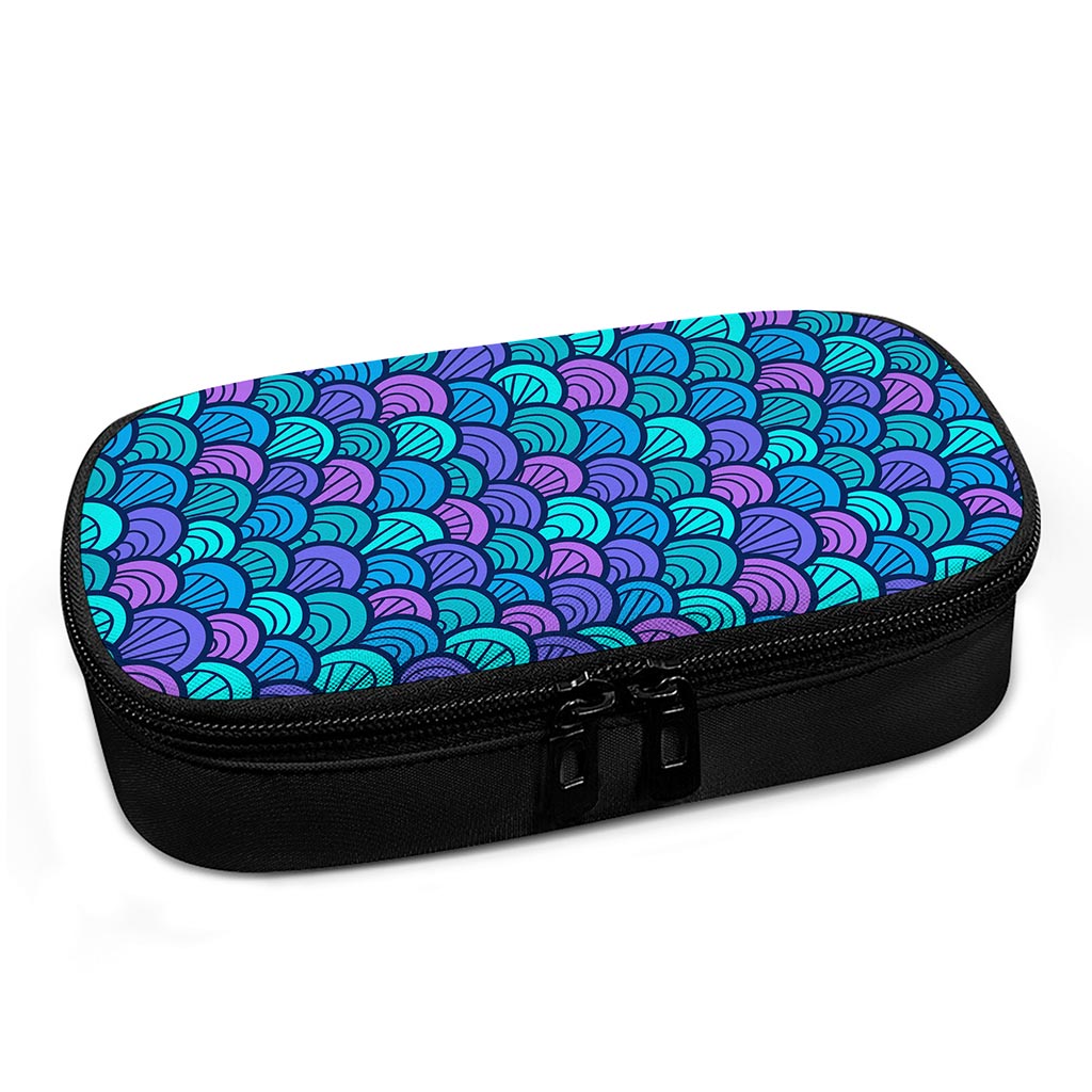 Teal Pink Mermaid Scales Pattern Print Insulin Cooler Travel Case