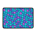 Teal Pink Mermaid Scales Pattern Print Kitchen Mat