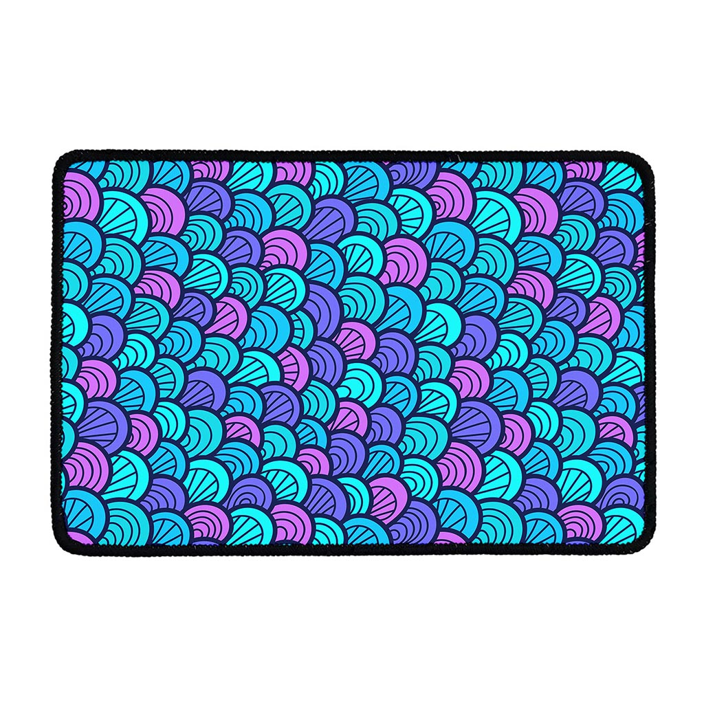 Teal Pink Mermaid Scales Pattern Print Kitchen Mat