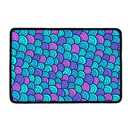 Teal Pink Mermaid Scales Pattern Print Kitchen Mat