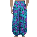 Teal Pink Mermaid Scales Pattern Print Lantern Pants