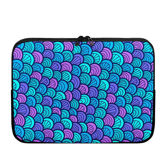 Teal Pink Mermaid Scales Pattern Print Laptop Sleeve