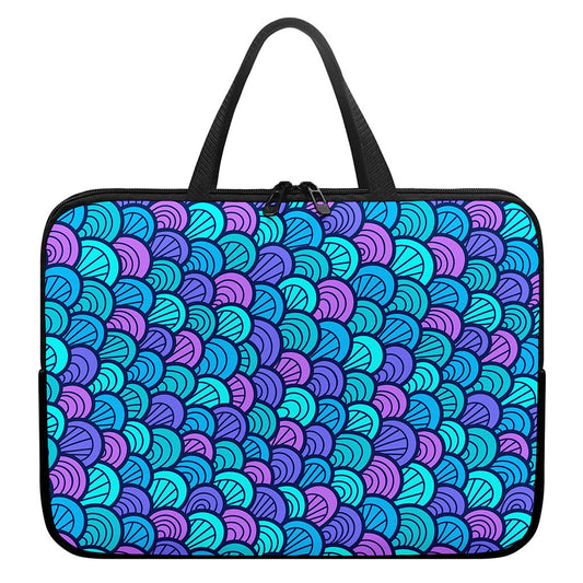Teal Pink Mermaid Scales Pattern Print Laptop Sleeve With Handle