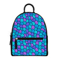 Teal Pink Mermaid Scales Pattern Print Leather Backpack