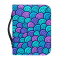 Teal Pink Mermaid Scales Pattern Print Leather Bible Cover