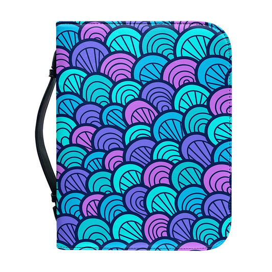 Teal Pink Mermaid Scales Pattern Print Leather Bible Cover
