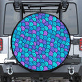 Teal Pink Mermaid Scales Pattern Print Leather Spare Tire Cover