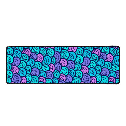 Teal Pink Mermaid Scales Pattern Print Long Kitchen Mat