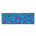 Teal Pink Mermaid Scales Pattern Print Long Kitchen Mat