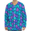 Teal Pink Mermaid Scales Pattern Print Long Sleeve Baseball Jersey