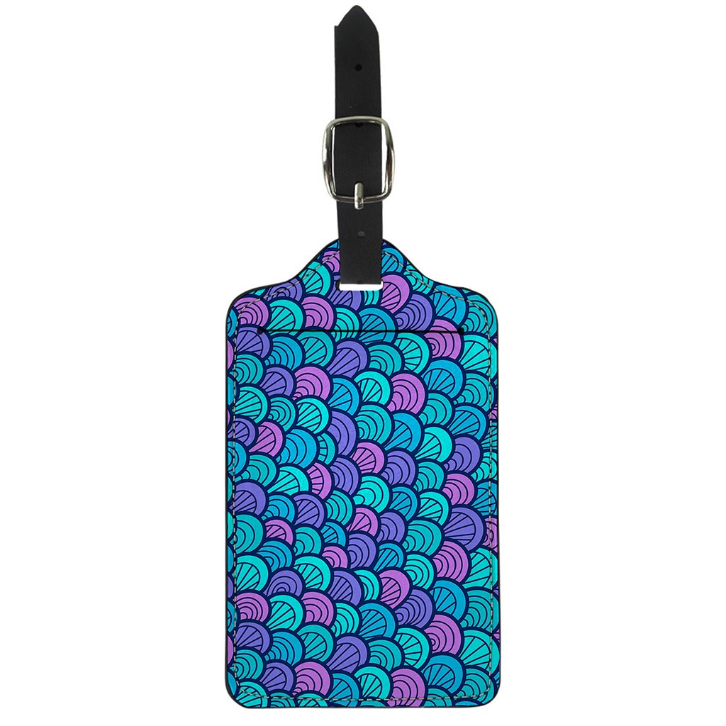 Teal Pink Mermaid Scales Pattern Print Luggage Tag