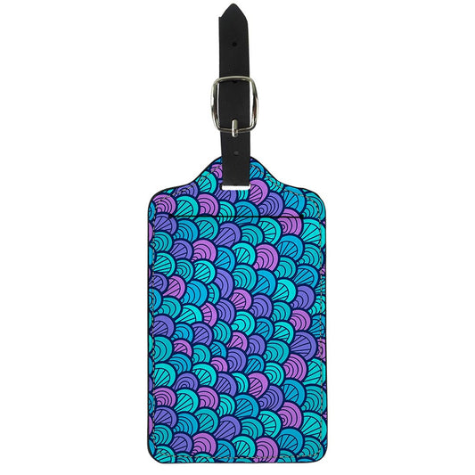 Teal Pink Mermaid Scales Pattern Print Luggage Tag