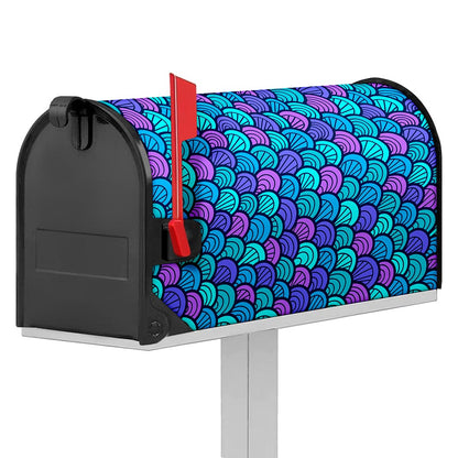 Teal Pink Mermaid Scales Pattern Print Mailbox Cover