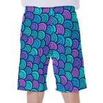 Teal Pink Mermaid Scales Pattern Print Men's Beach Shorts