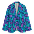 Teal Pink Mermaid Scales Pattern Print Men's Cotton Blazer