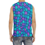 Teal Pink Mermaid Scales Pattern Print Men's Fitness Tank Top