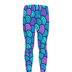 Teal Pink Mermaid Scales Pattern Print Men's leggings