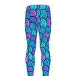 Teal Pink Mermaid Scales Pattern Print Men's leggings