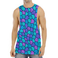 Teal Pink Mermaid Scales Pattern Print Men's Muscle Tank Top