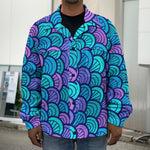 Teal Pink Mermaid Scales Pattern Print Men's Shirt Jacket