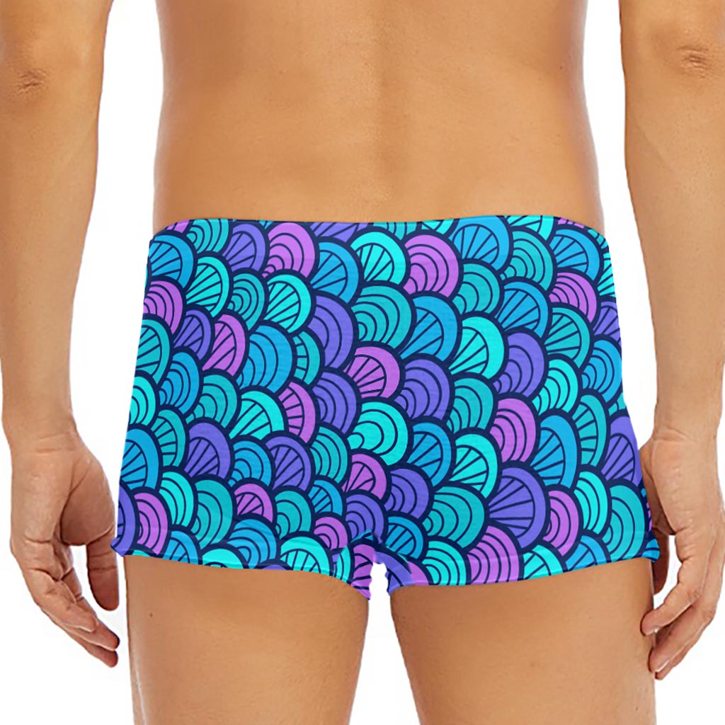 Teal Pink Mermaid Scales Pattern Print Men's Short Boxer Briefs