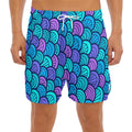 Teal Pink Mermaid Scales Pattern Print Men's Split Running Shorts