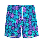 Teal Pink Mermaid Scales Pattern Print Men's Sports Shorts