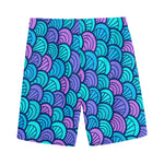 Teal Pink Mermaid Scales Pattern Print Men's Sports Shorts