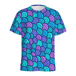 Teal Pink Mermaid Scales Pattern Print Men's Sports T-Shirt
