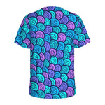 Teal Pink Mermaid Scales Pattern Print Men's Sports T-Shirt