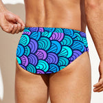 Teal Pink Mermaid Scales Pattern Print Men's Swim Briefs