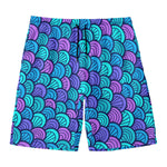 Teal Pink Mermaid Scales Pattern Print Men's Swim Trunks