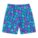 Teal Pink Mermaid Scales Pattern Print Men's Swim Trunks