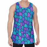 Teal Pink Mermaid Scales Pattern Print Men's Velvet Tank Top