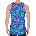 Teal Pink Mermaid Scales Pattern Print Men's Velvet Tank Top