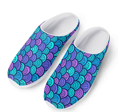 Teal Pink Mermaid Scales Pattern Print Mesh Casual Shoes