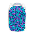 Teal Pink Mermaid Scales Pattern Print Mesh Laundry Hamper