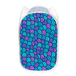 Teal Pink Mermaid Scales Pattern Print Mesh Laundry Hamper