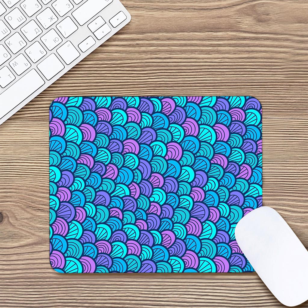 Teal Pink Mermaid Scales Pattern Print Mouse Pad
