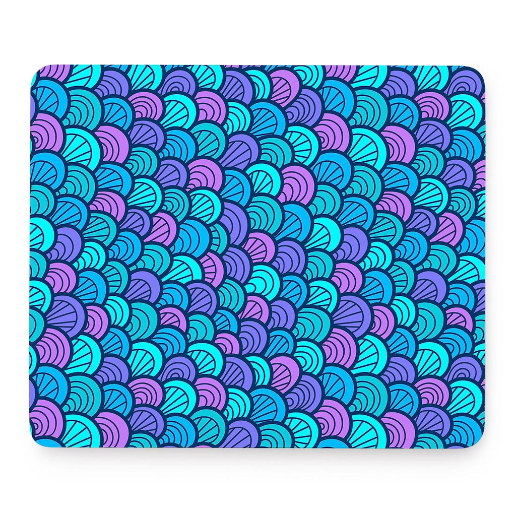 Teal Pink Mermaid Scales Pattern Print Mouse Pad