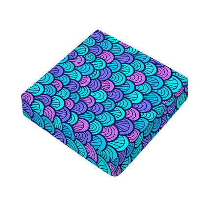 Teal Pink Mermaid Scales Pattern Print Outdoor Seat Cushion Cover