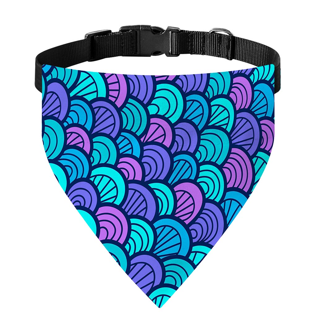 Teal Pink Mermaid Scales Pattern Print Over The Collar Dog Bandana
