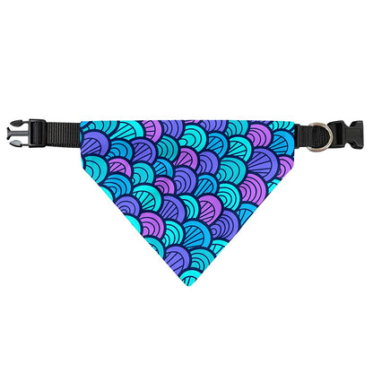 Teal Pink Mermaid Scales Pattern Print Over The Collar Dog Bandana